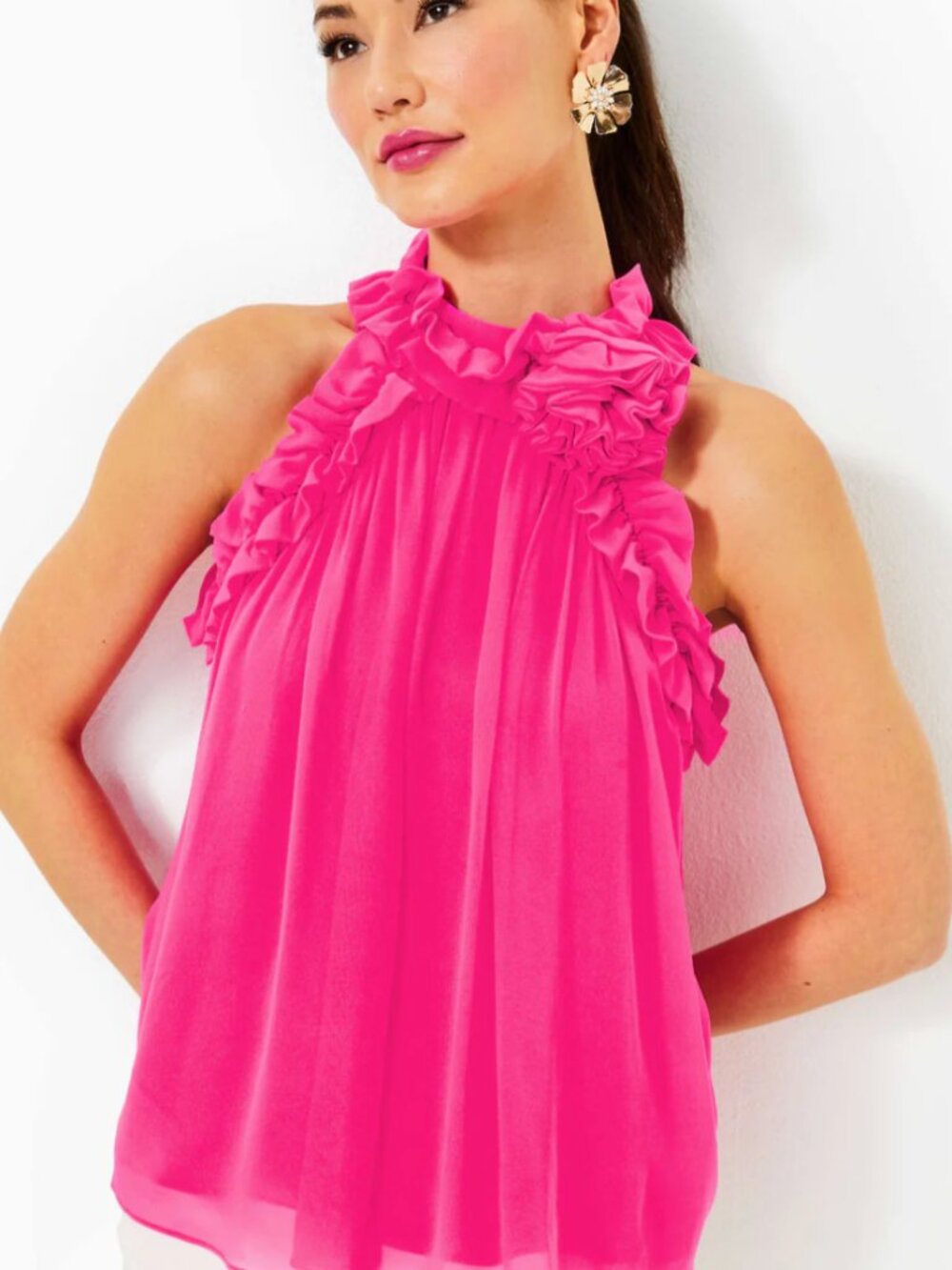 FLORIAN SILK TOP, PASSION FRUIT PINK